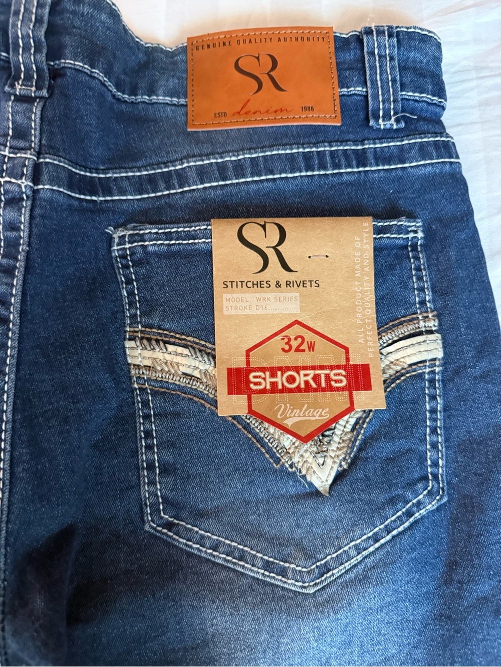 SR Stitches & Rivets Denim Shorts - Blue